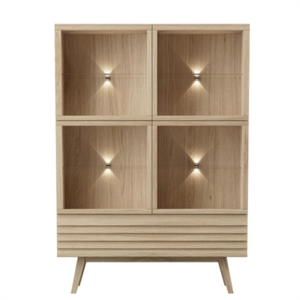 777 HIGHBOARD - GLASLÅGER OG SKUFFE MED SKRÅBEN - FLERE VARIANTER - MÅL: 124 X 177 X 40 CM.